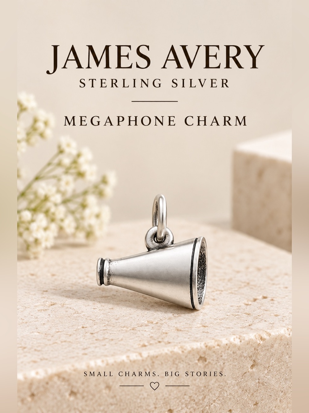 James Avery Sterling Silver Megaphone Cheerleading Charm